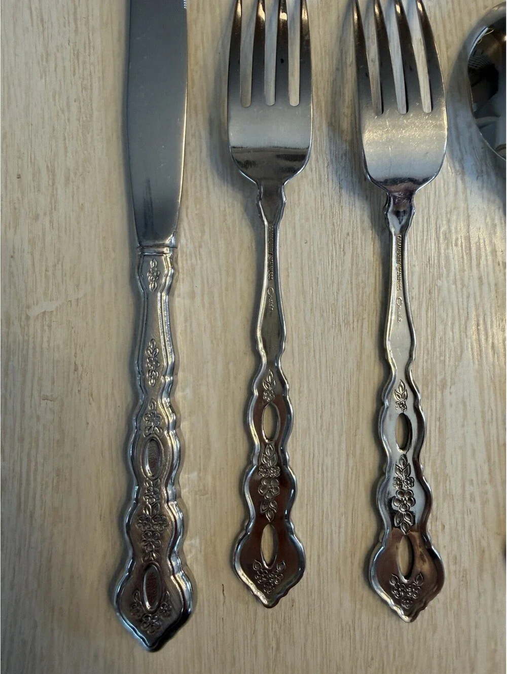 Oneida Community Fantasy Stainless Steel Pierced Furnished Flatware Lot Of 7 Car